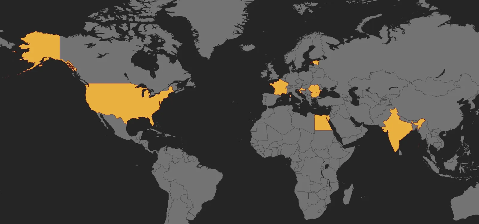 World map highlighting countries in the Good Sign partner network