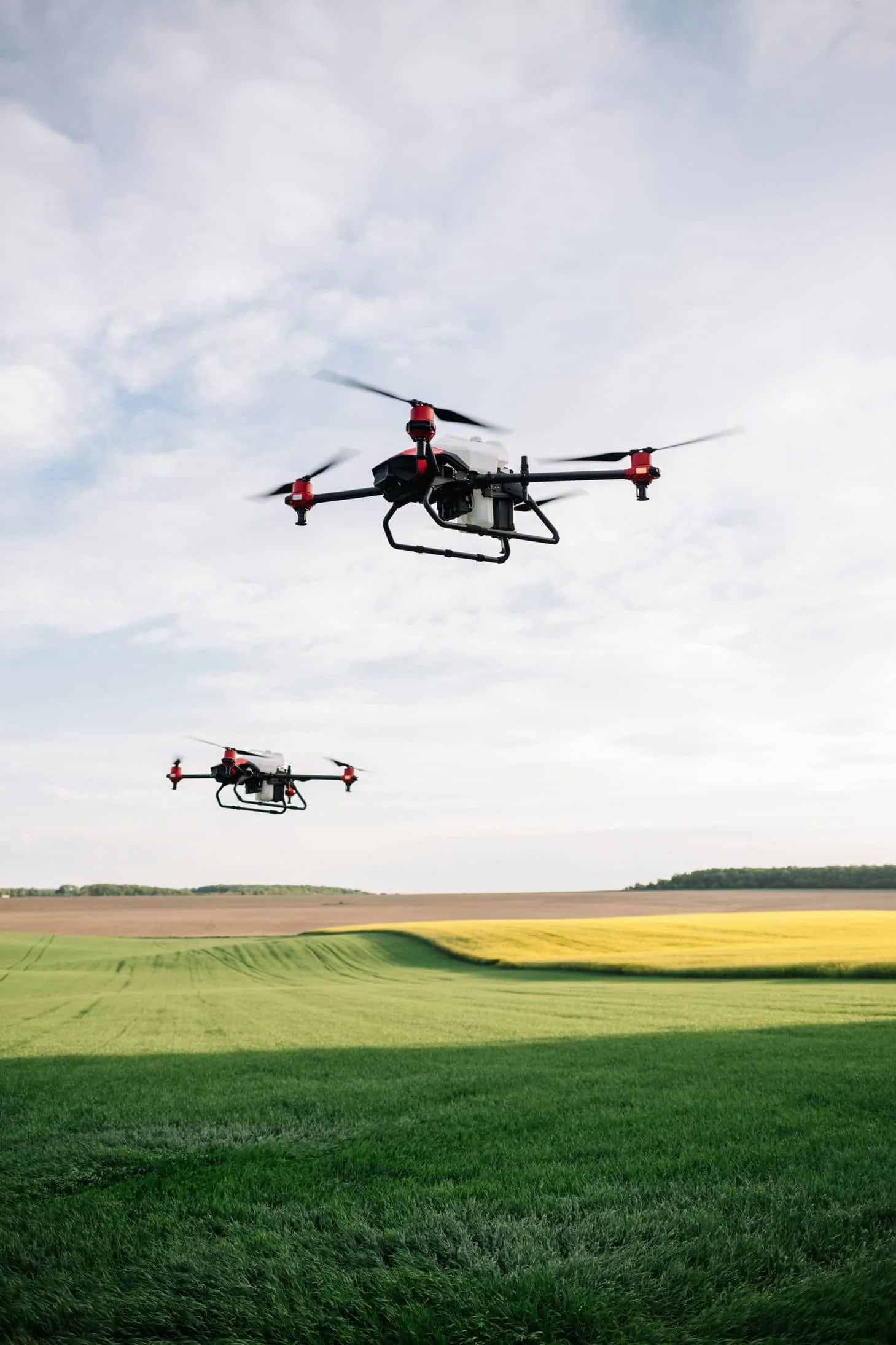 Unmanned aerial vehicles over a field